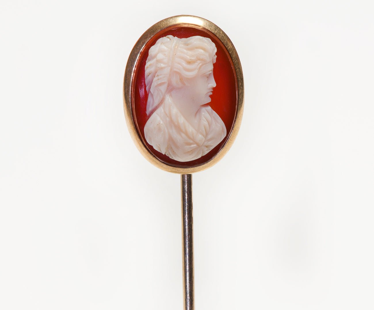 Victorian Gold Carnelian Cameo Lady Stick Pin