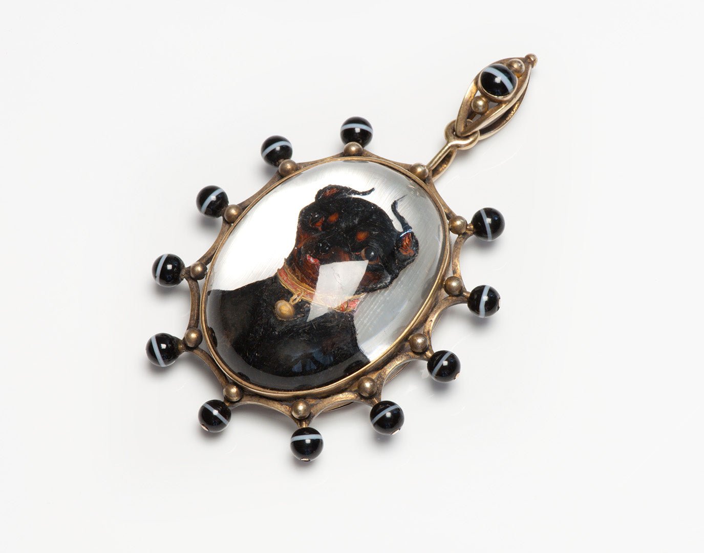 Victorian Gold Reverse Crystal Dog Agate Pendant