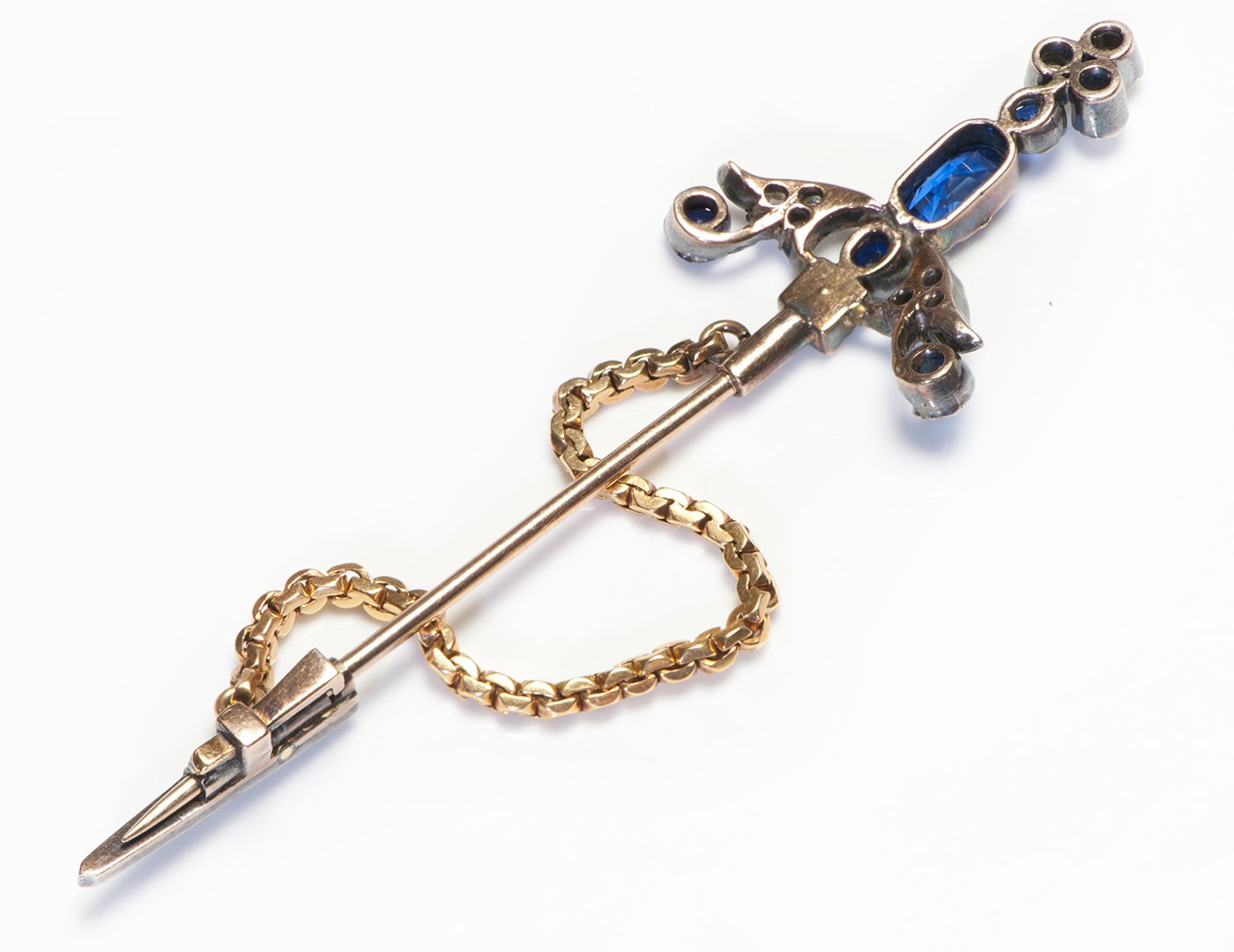 Victorian Gold Sapphire Diamond Pearl Jabot