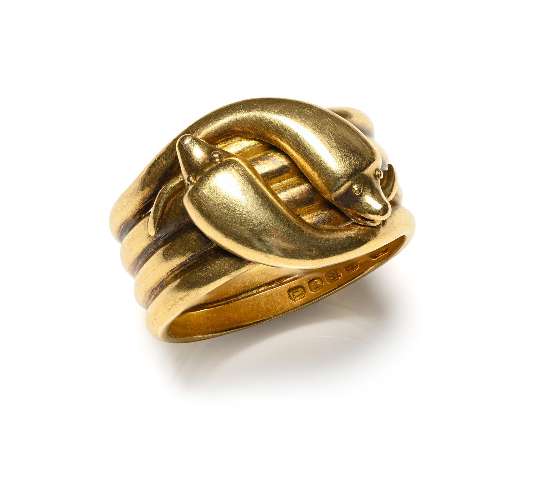 Victorian 18K Gold Serpent Ring Snakes