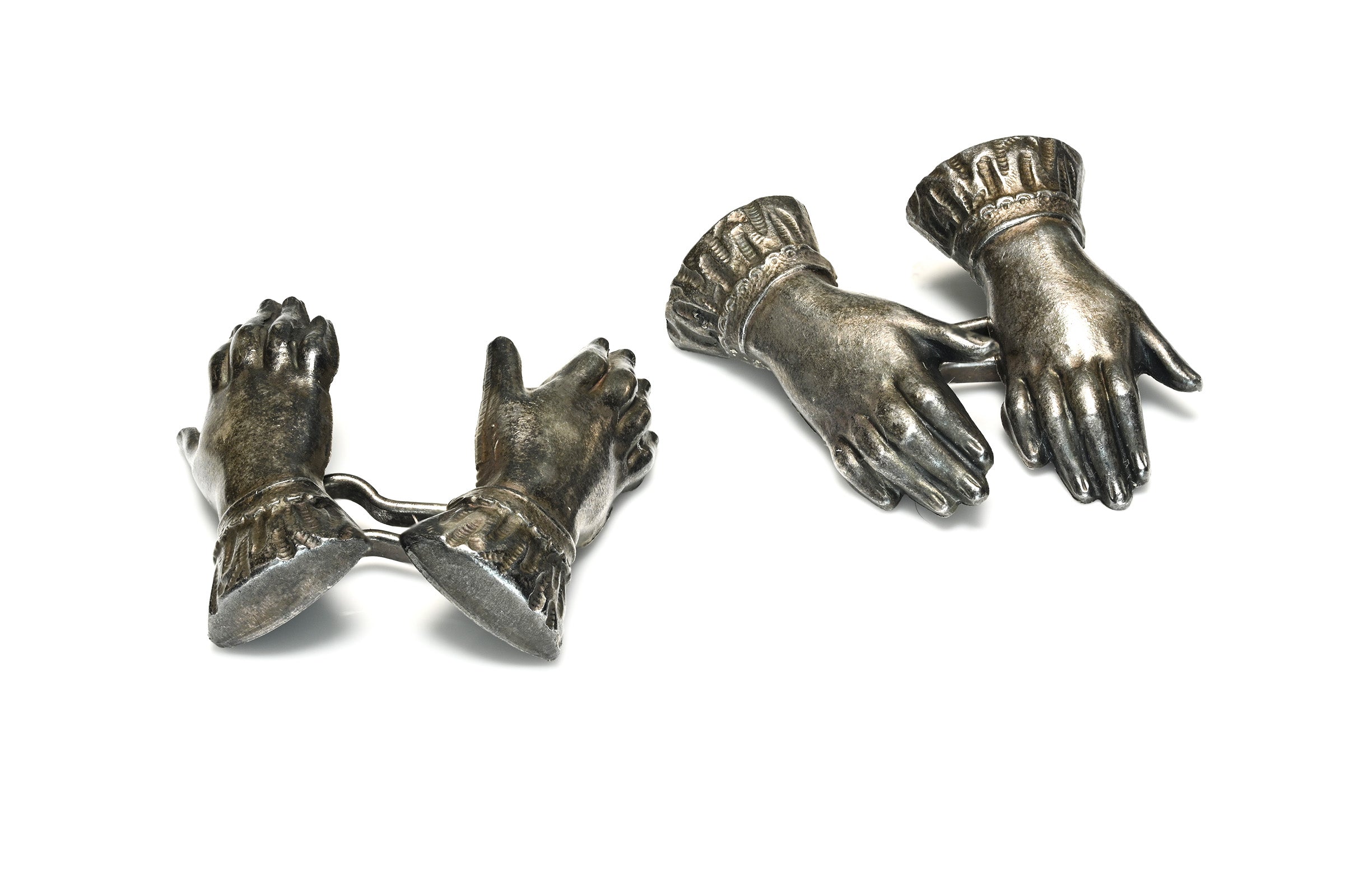 Victorian Silver Hand Cufflinks antique