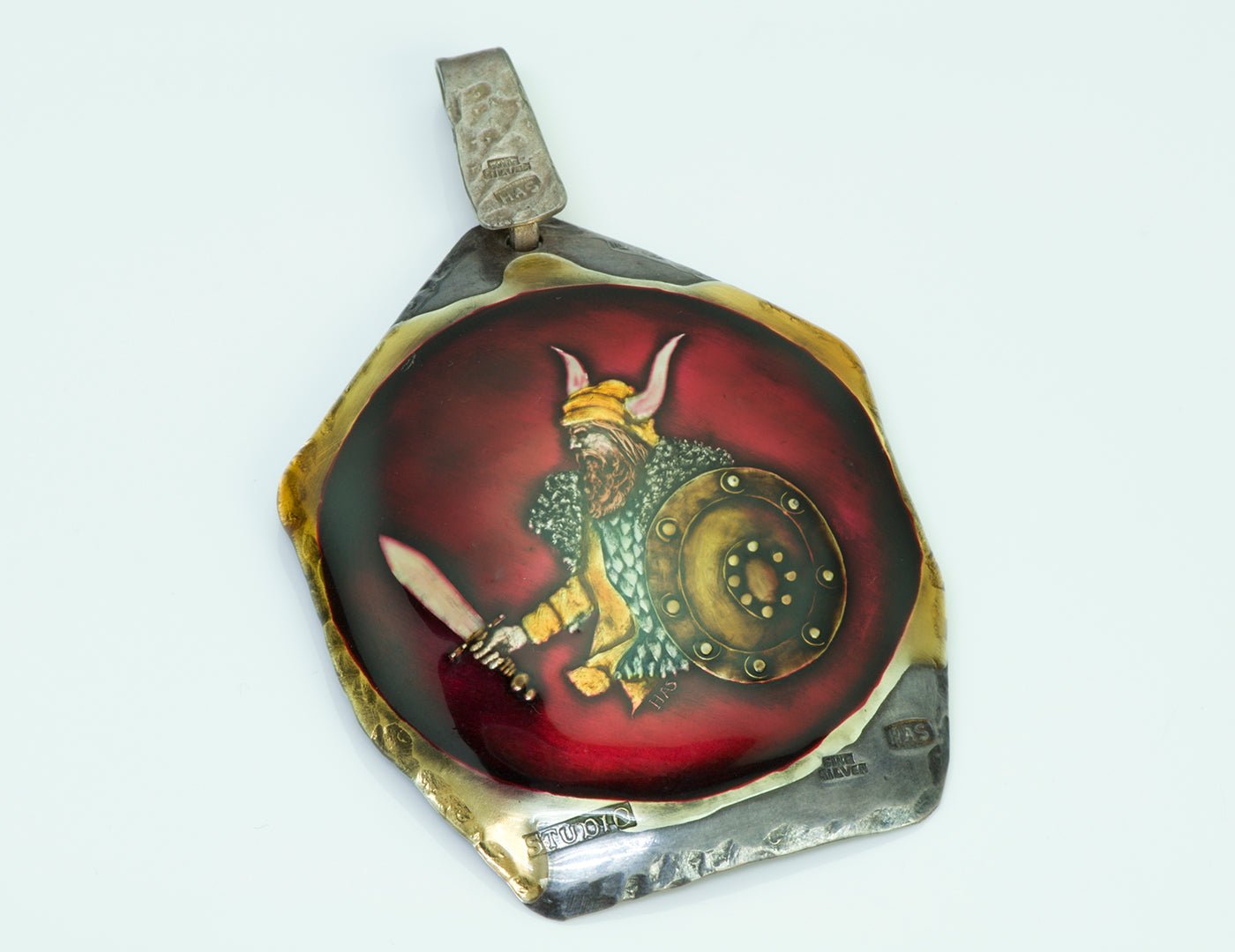 Viking Enamel Silver Pendant