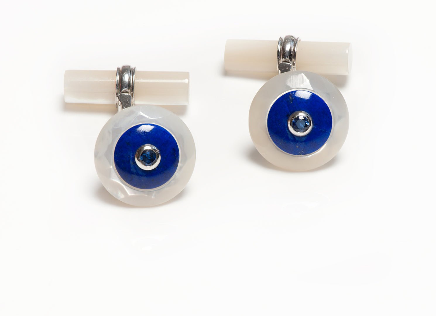 Villa Milano Gold Mother of Pearl Lapis Sapphire Cufflinks