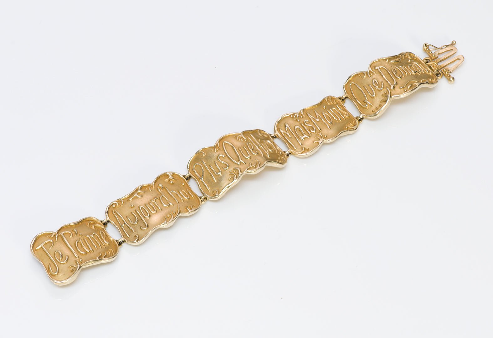 Vintage 14K Gold Panel Link Bracelet Signed C. Bram