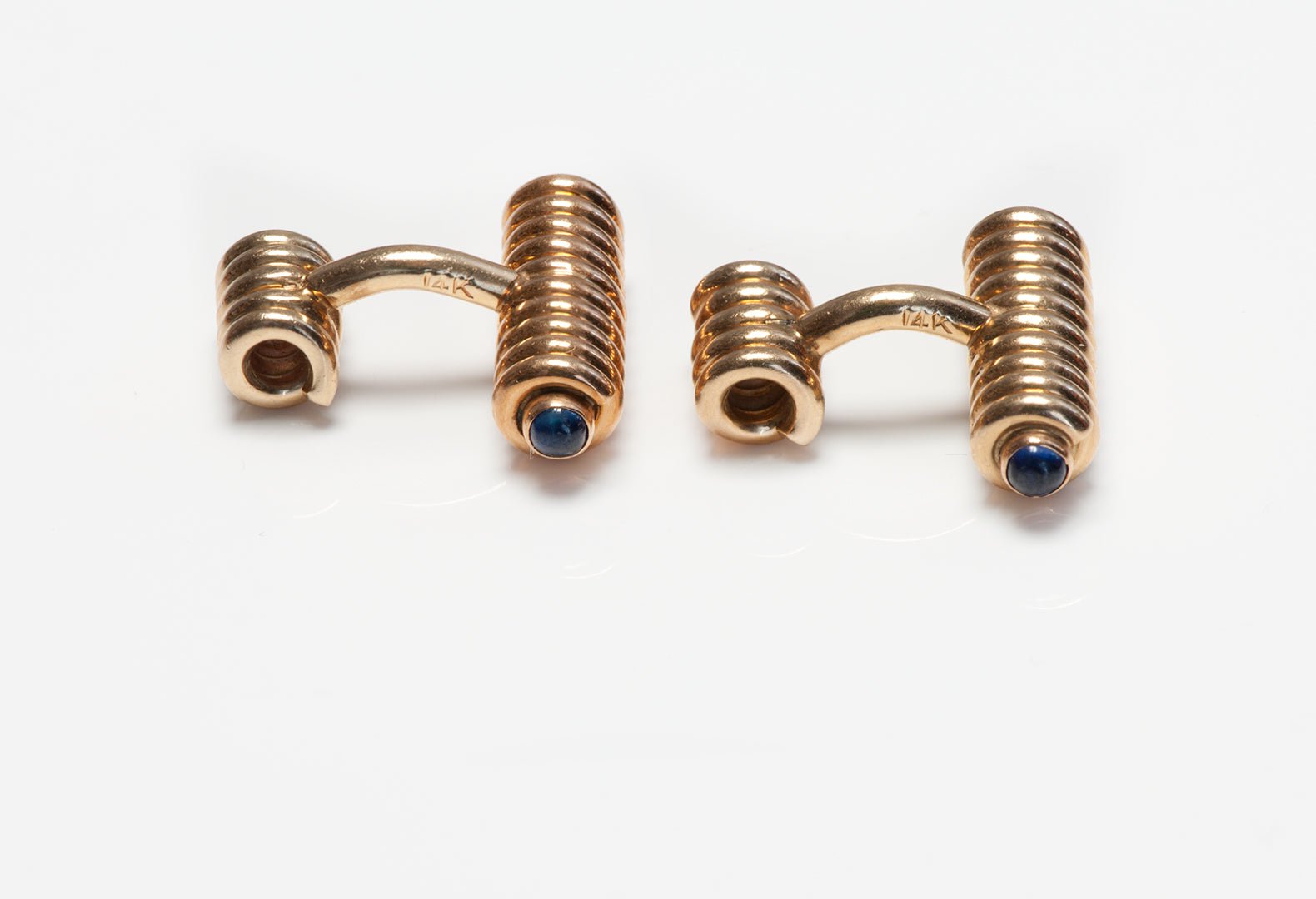 Vintage 14K Gold Sapphire Coiled Cufflinks