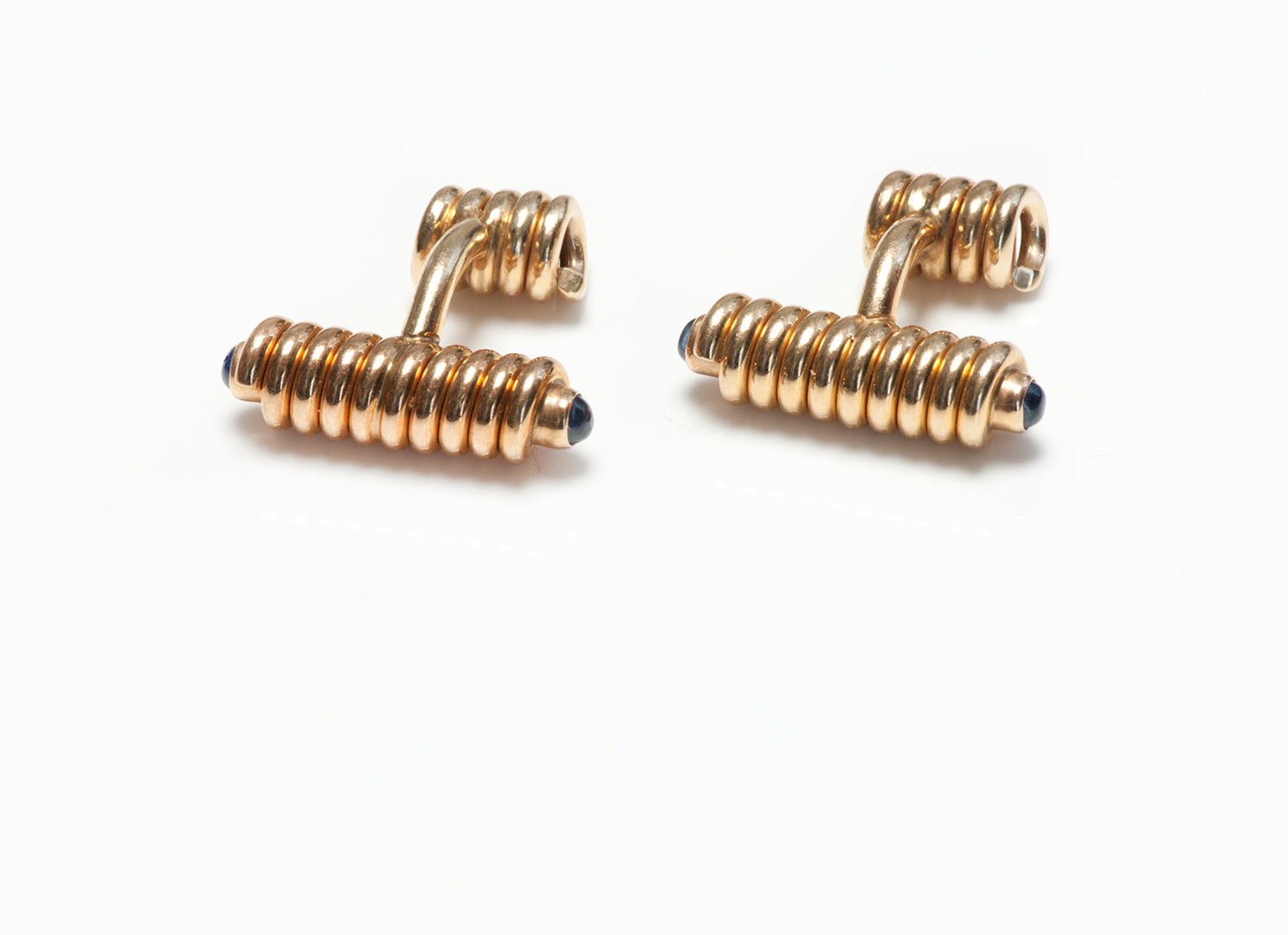 Vintage 14K Gold Sapphire Coiled Cufflinks