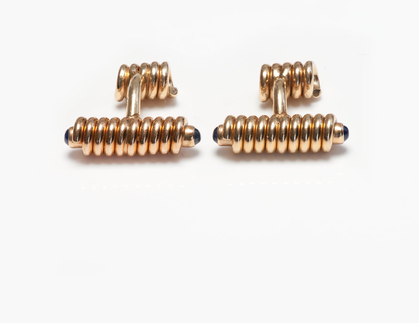 Vintage 14K Gold Sapphire Coiled Cufflinks