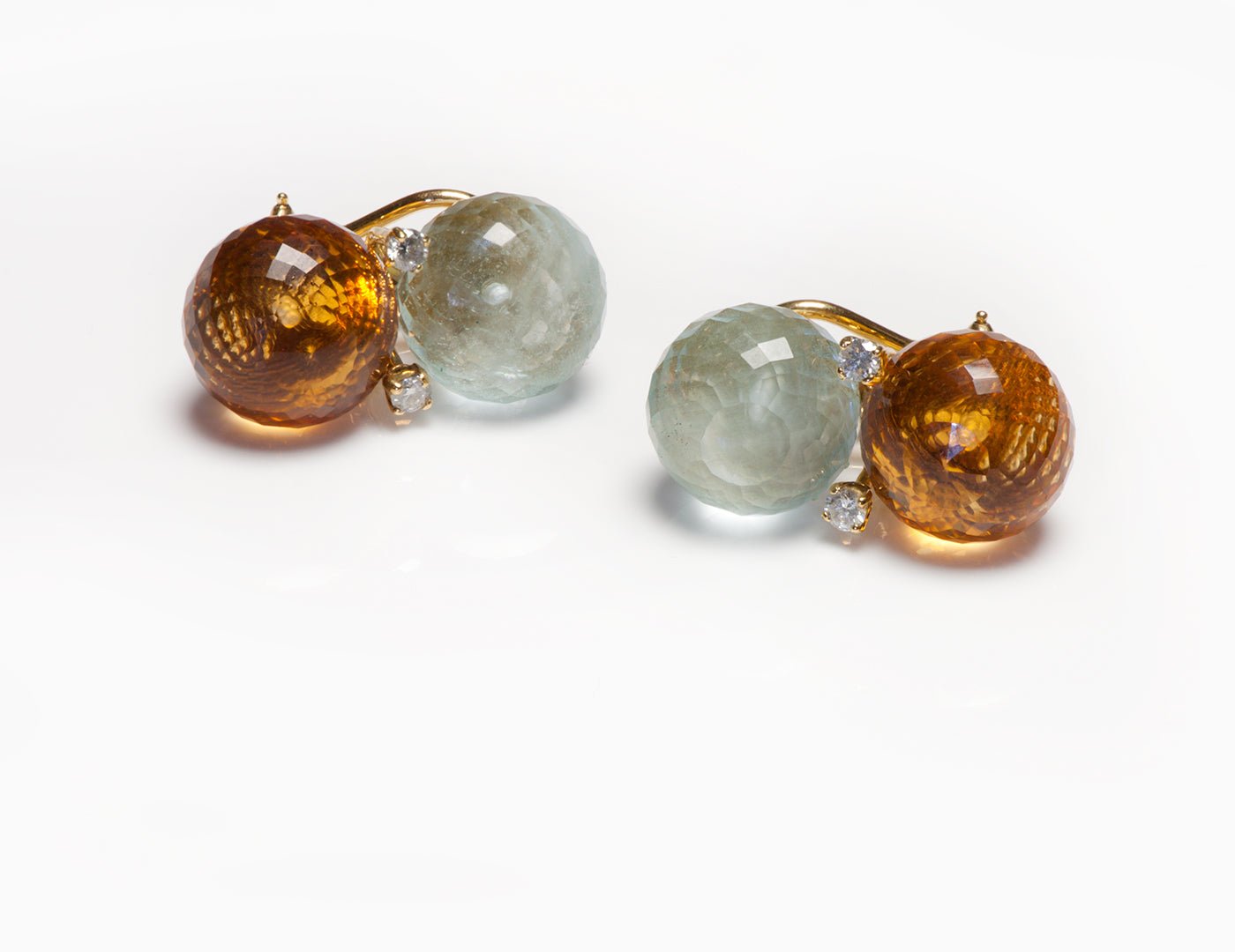Vintage 18K Gold Faceted Citrine Quartz Earrings