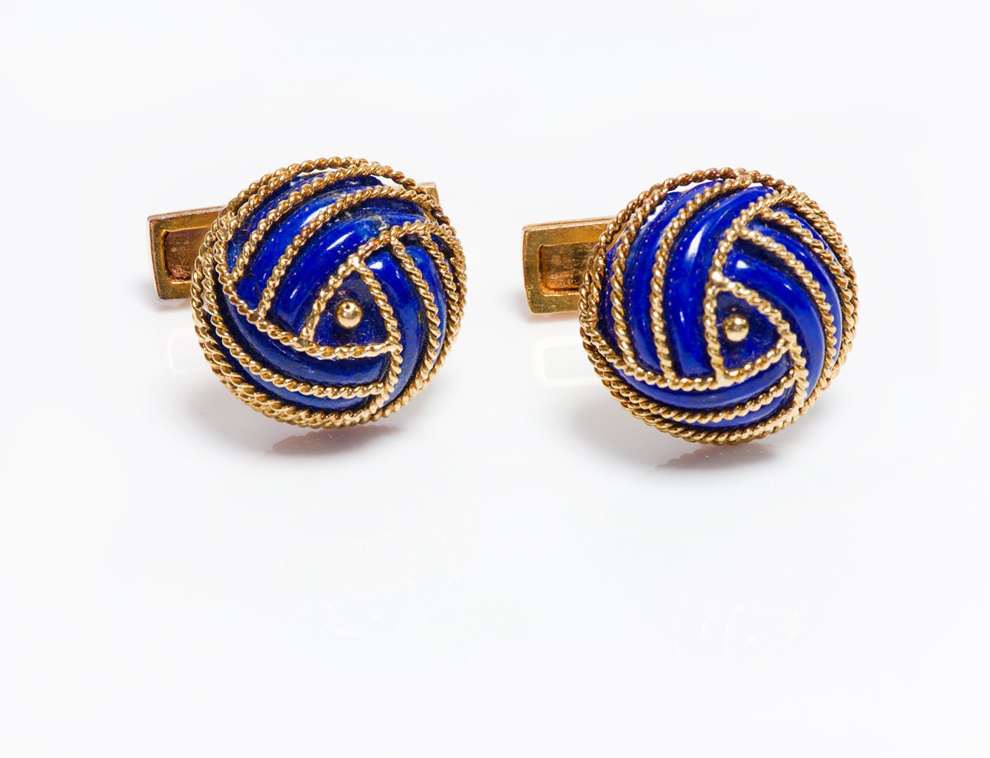 Vintage 18K Gold Lapis Cufflinks Retailed by Neiman Marcus