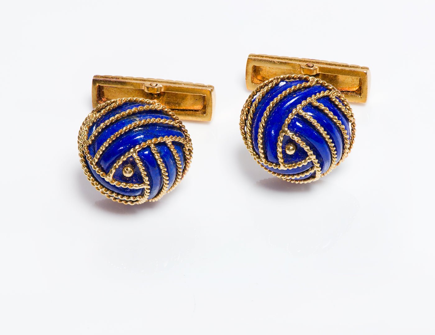 Vintage 18K Gold Lapis Cufflinks Retailed by Neiman Marcus