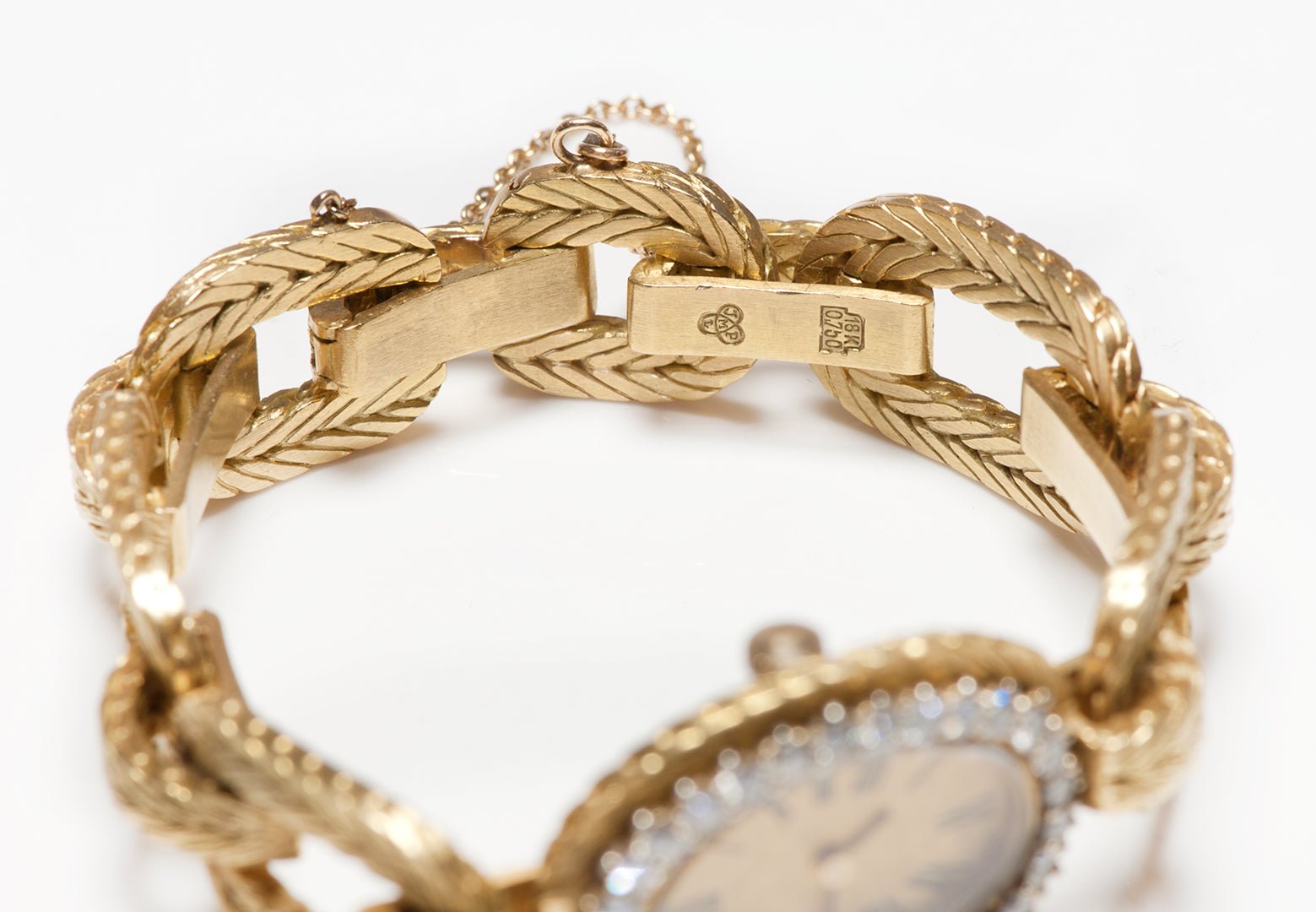 Vintage 18K Yellow Gold Diamond Chaine D'Ancre Style Ladies Watch