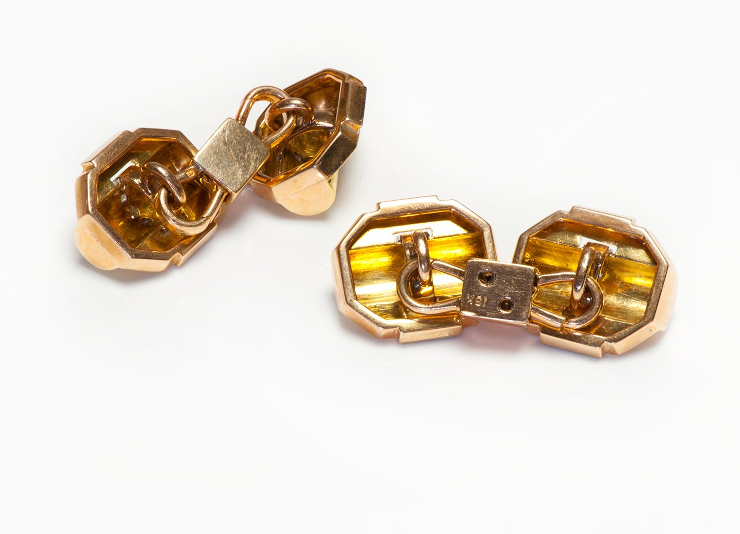 Vintage 18K Yellow Gold Diamond Cufflinks