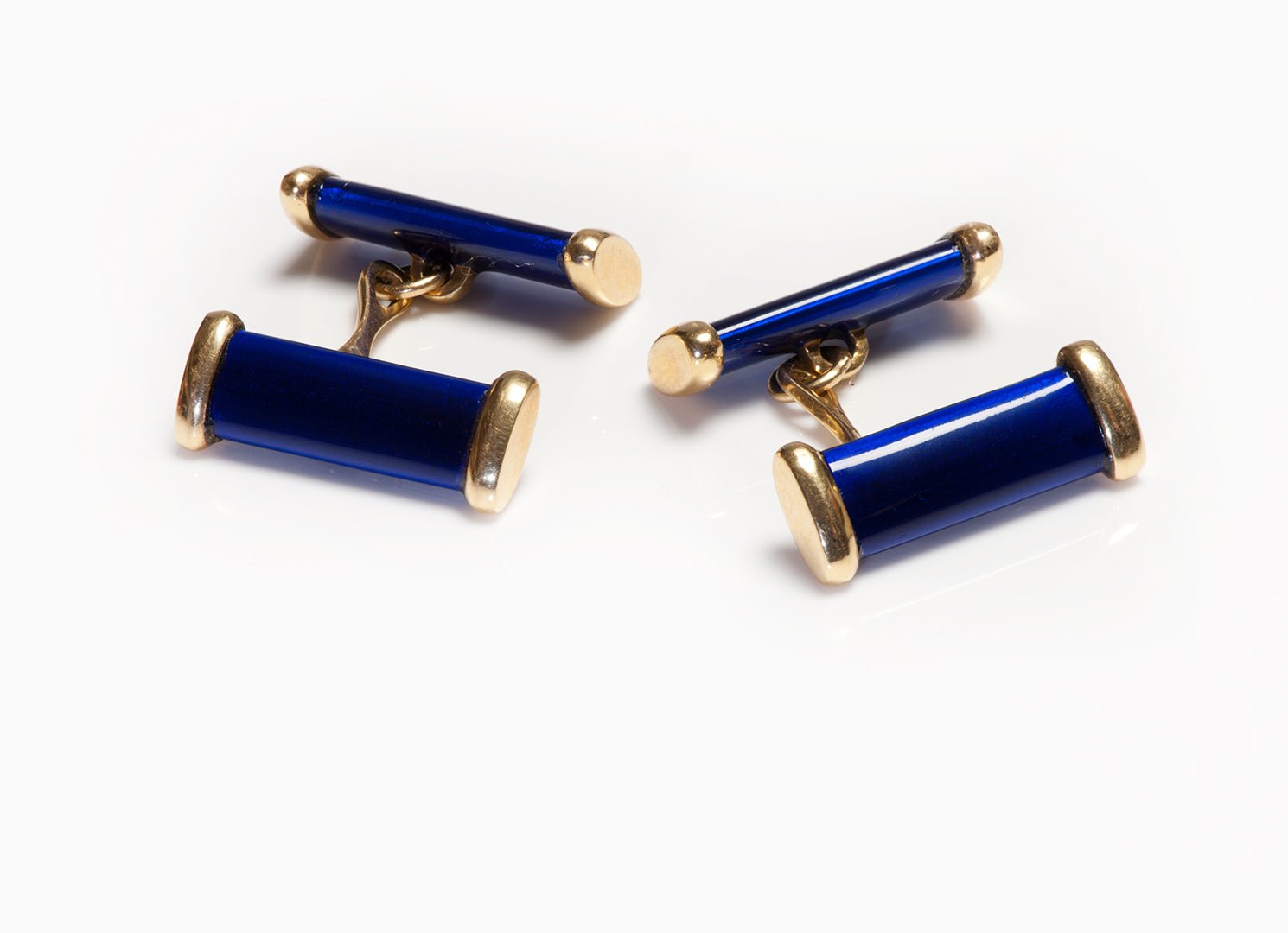 Vintage 18K Yellow Gold Enamel Bar Cufflinks