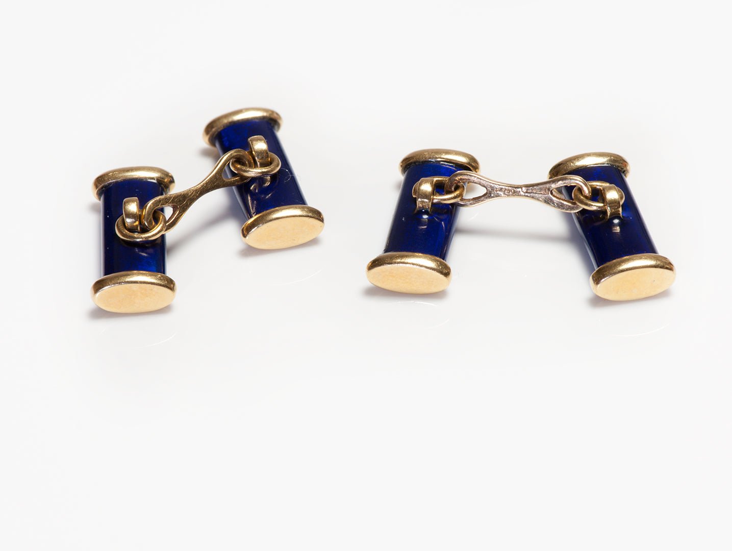 Vintage 18K Yellow Gold Enamel Bar Cufflinks