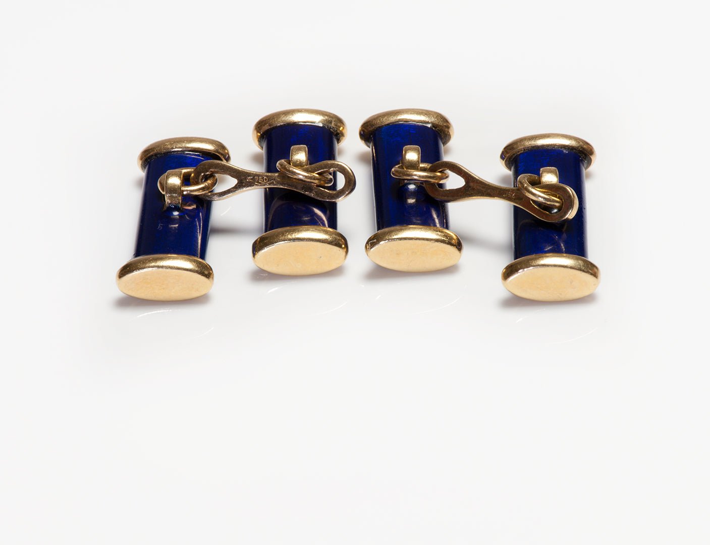 Vintage 18K Yellow Gold Enamel Bar Cufflinks
