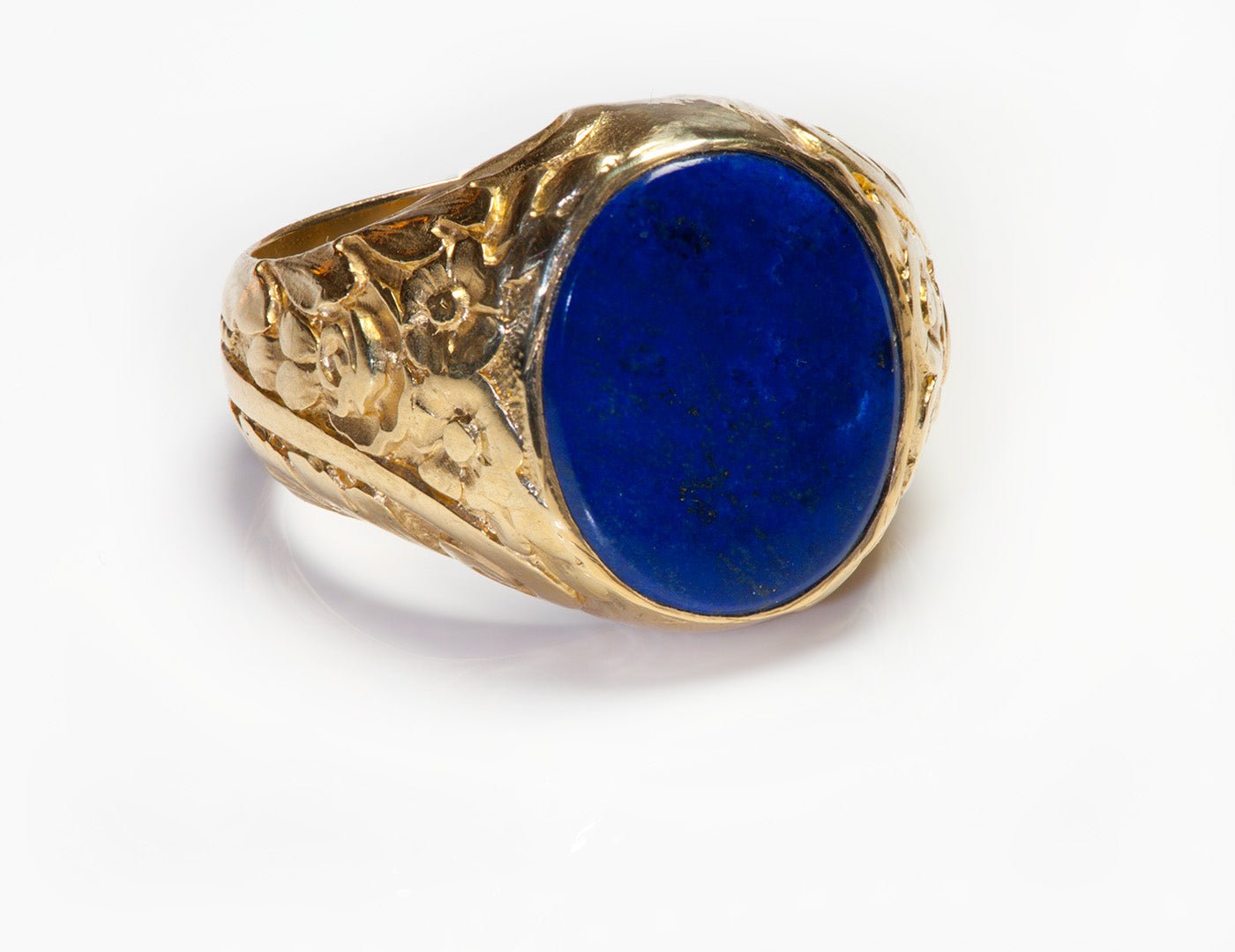 Vintage 18K Yellow Gold Lapis Men's Ring