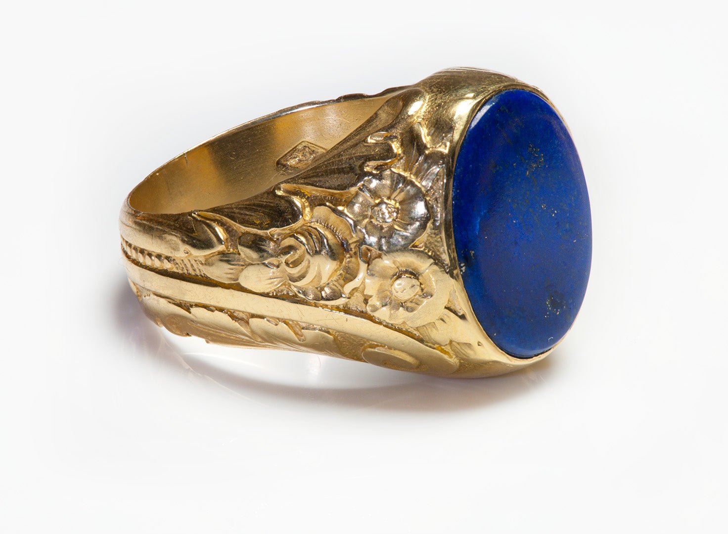 Vintage 18K Yellow Gold Lapis Men's Ring