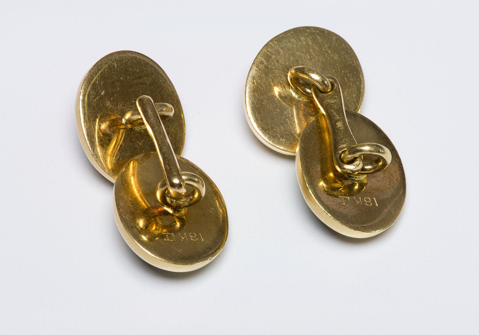 Vintage 18K Yellow Gold Oval Sapphire Cufflinks