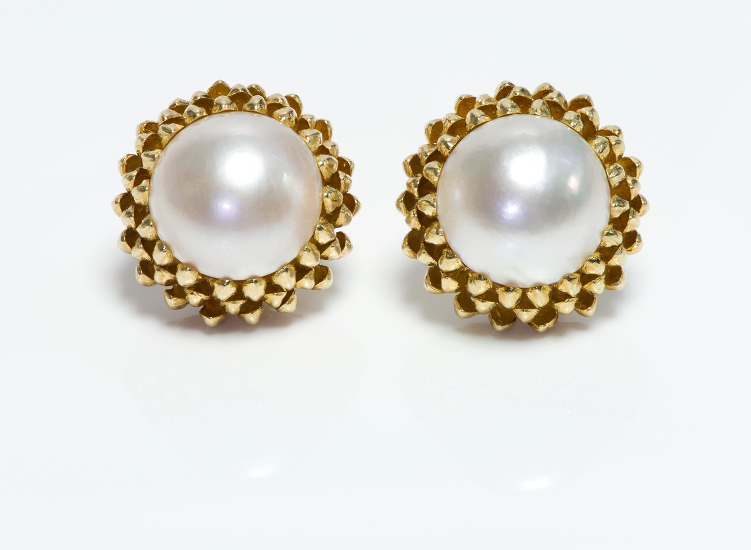 Vintage 18K Yellow Gold Pearl Earrings