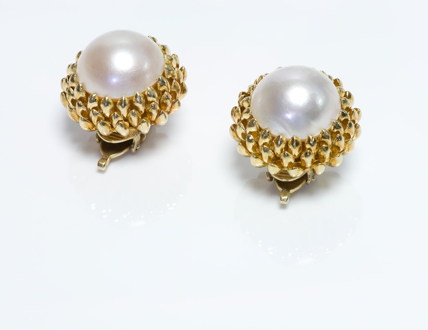 Vintage 18K Yellow Gold Pearl Earrings