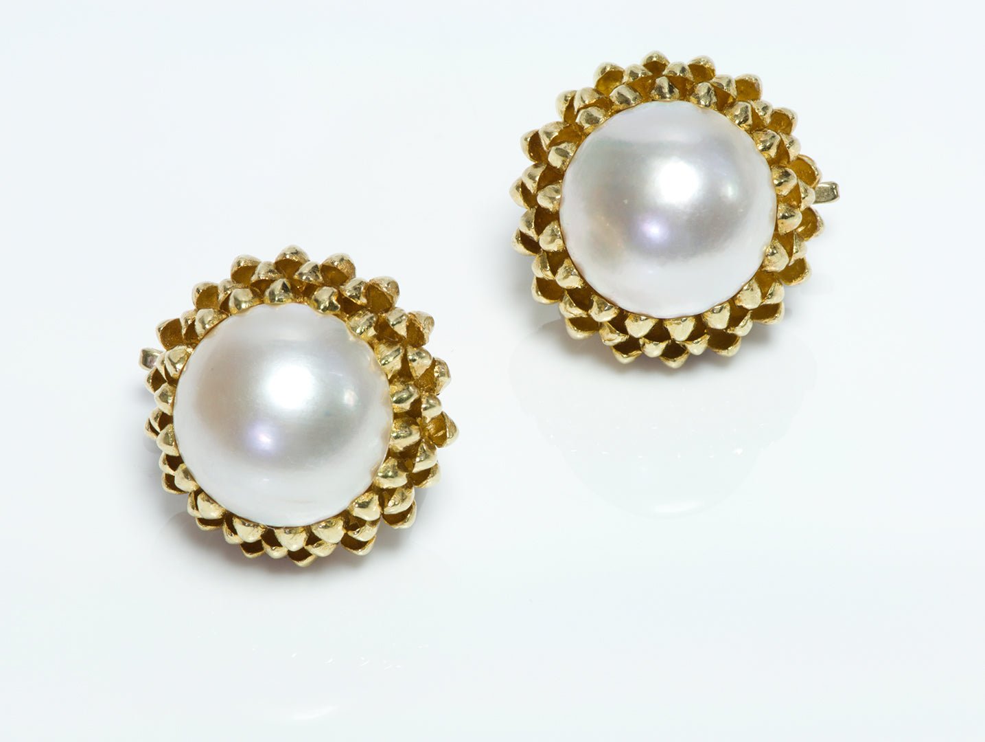Vintage 18K Yellow Gold Pearl Earrings