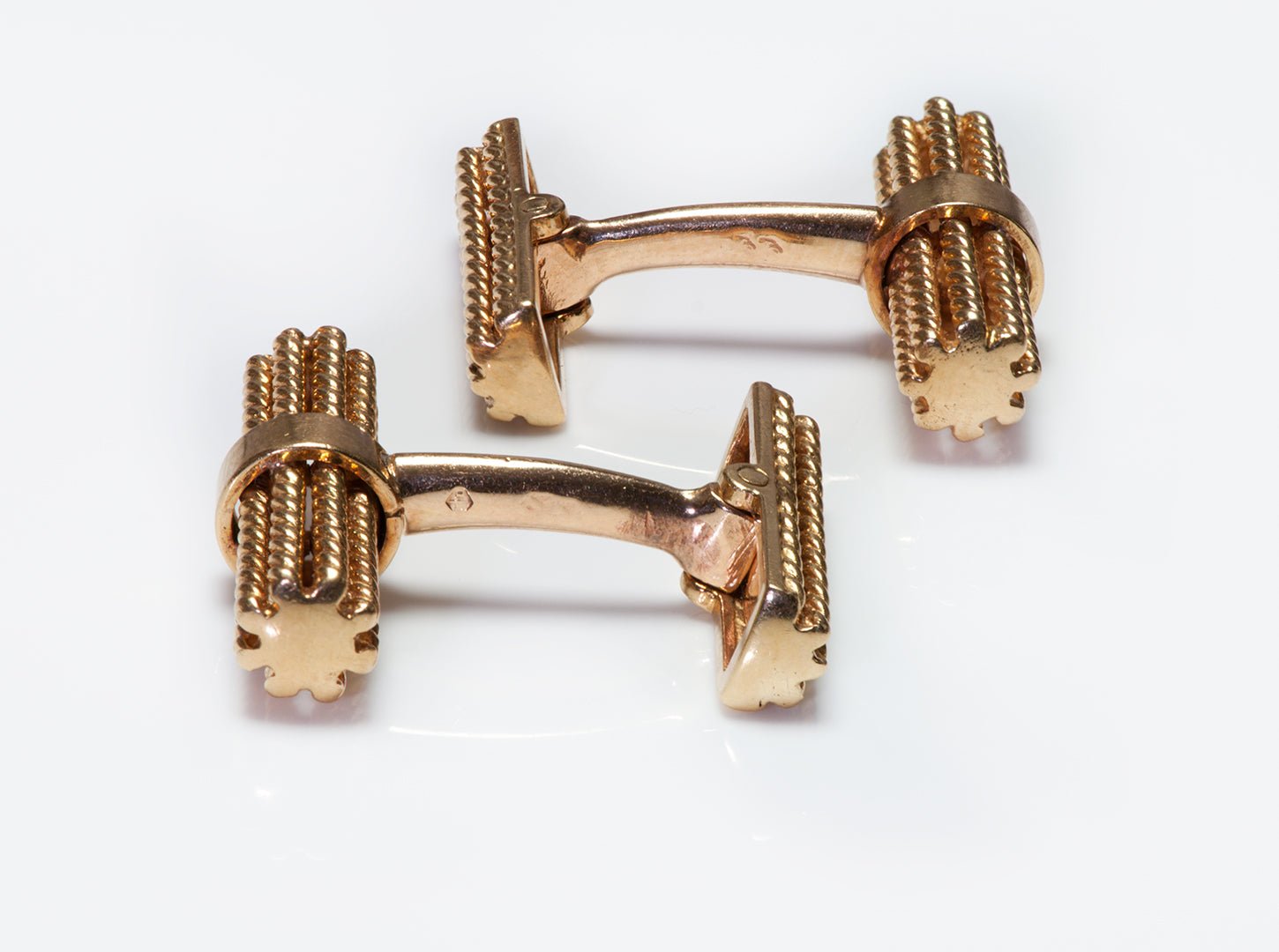 Vintage 18K Yellow Gold Twisted Rope Cufflinks