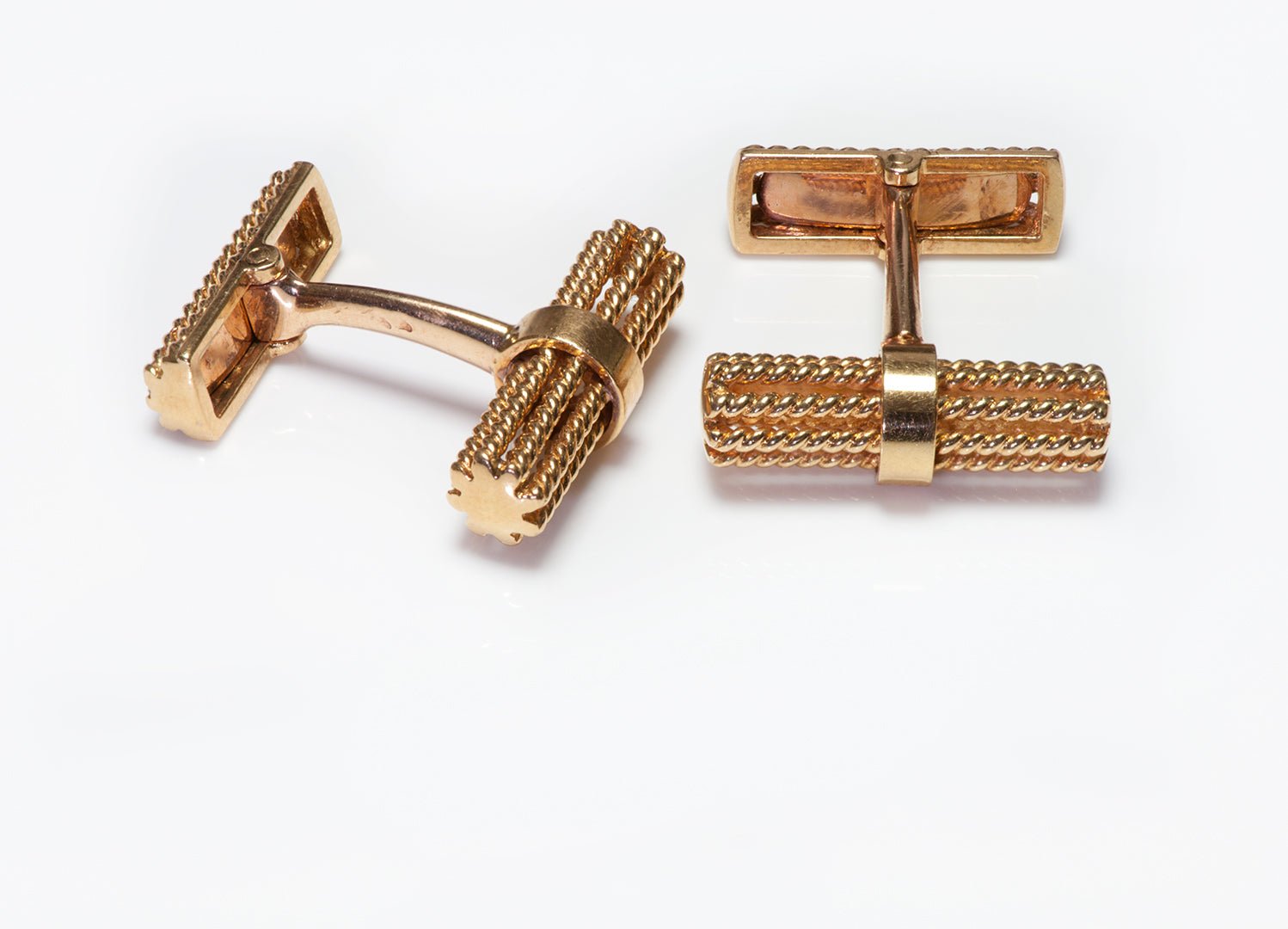 Vintage 18K Yellow Gold Twisted Rope Cufflinks