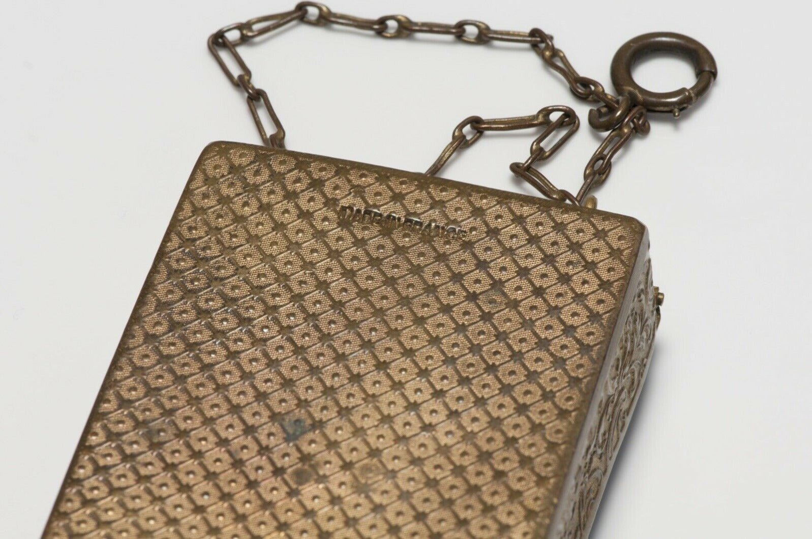 Vintage 1930’s French Glass Enamel Chain Tassel Compact