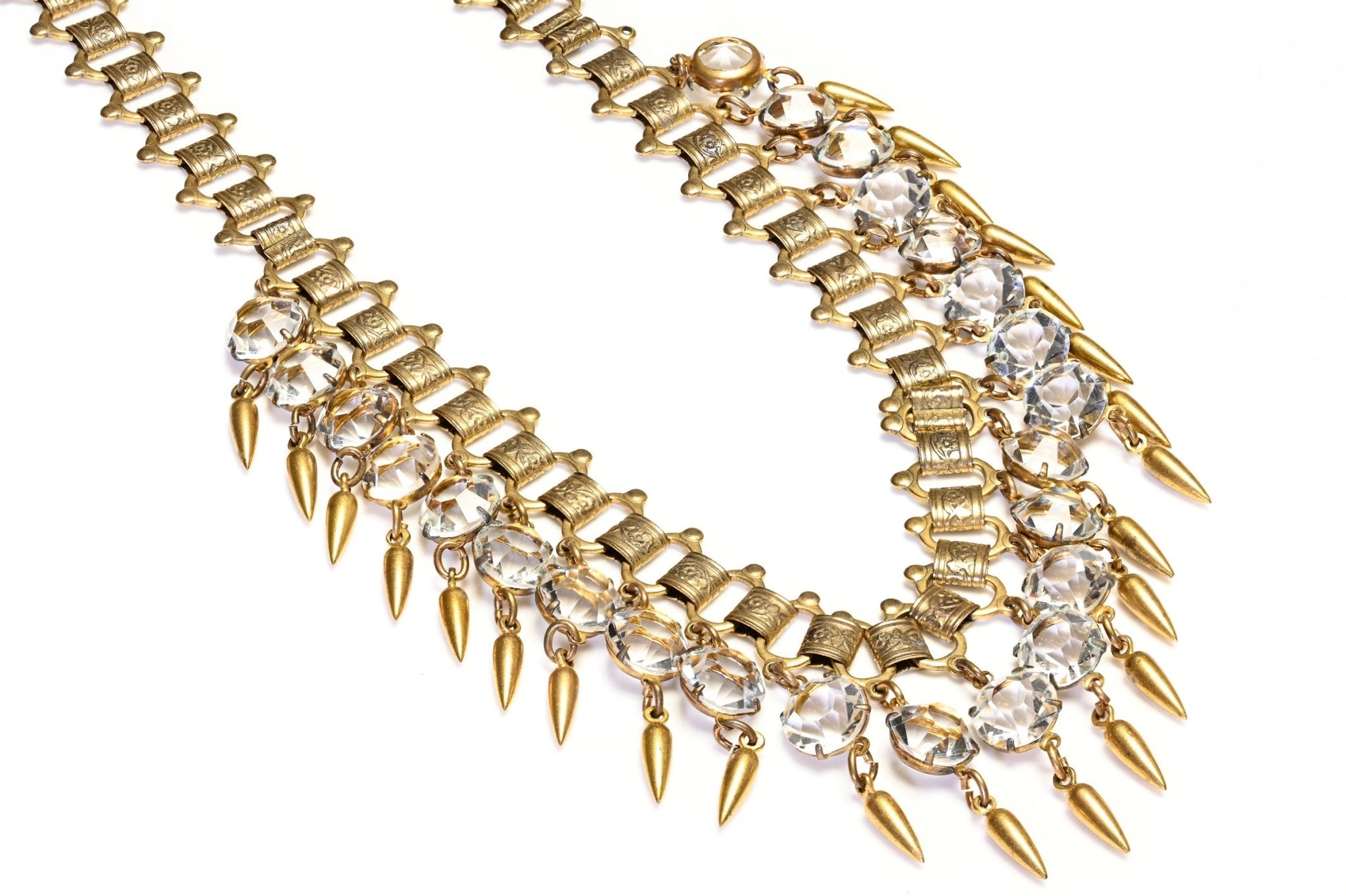 Vintage 1930’s Miriam Haskell Crystal Tassel Chain Rivière Style Necklace