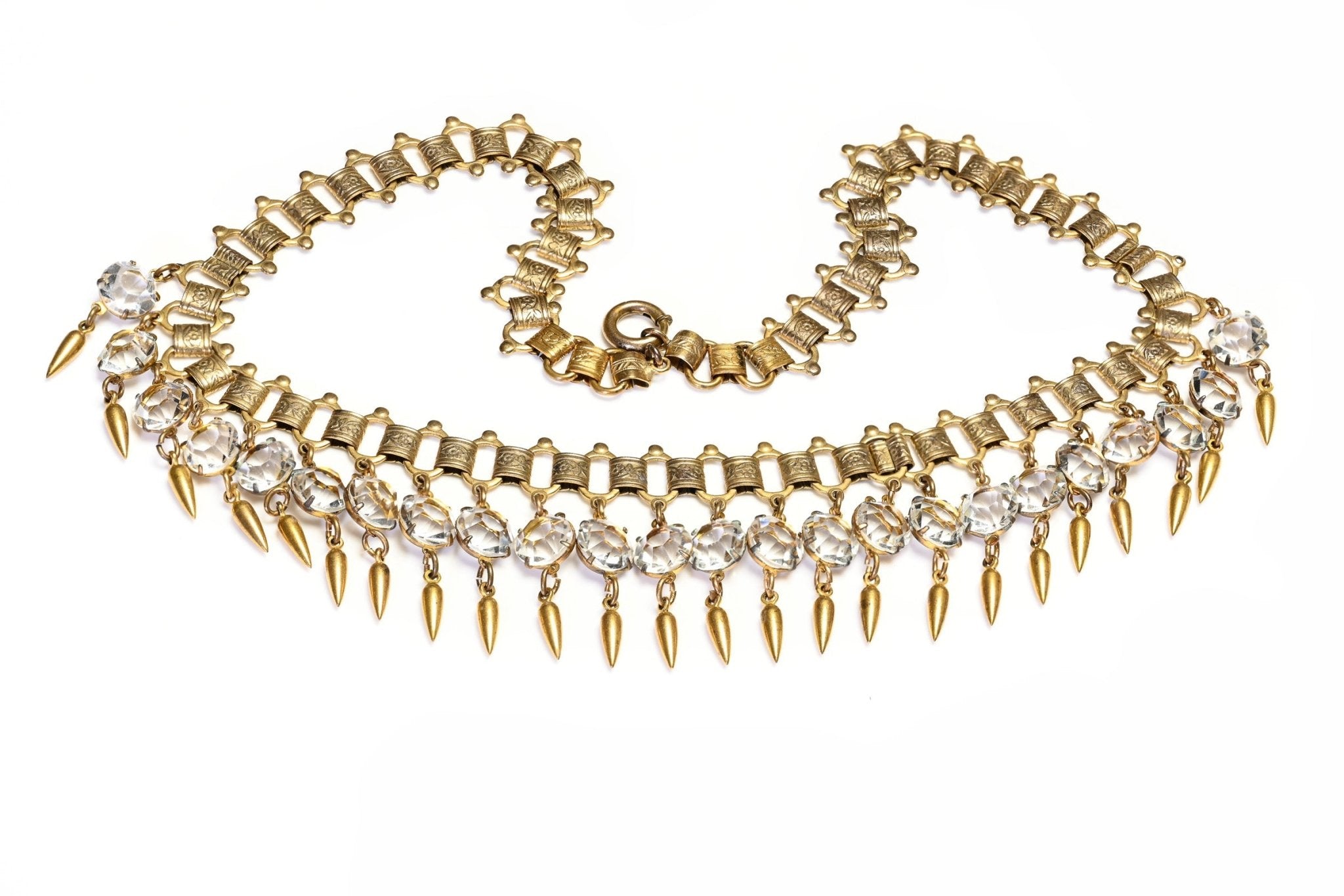 Vintage 1930’s Miriam Haskell Crystal Tassel Chain Rivière Style Necklace