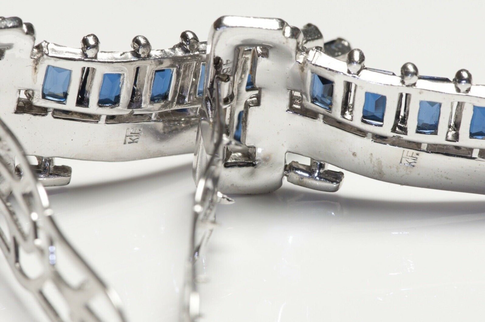 Vintage 1930’s Trifari KTF Alfred Philippe Blue Crystal Double Clips Brooch