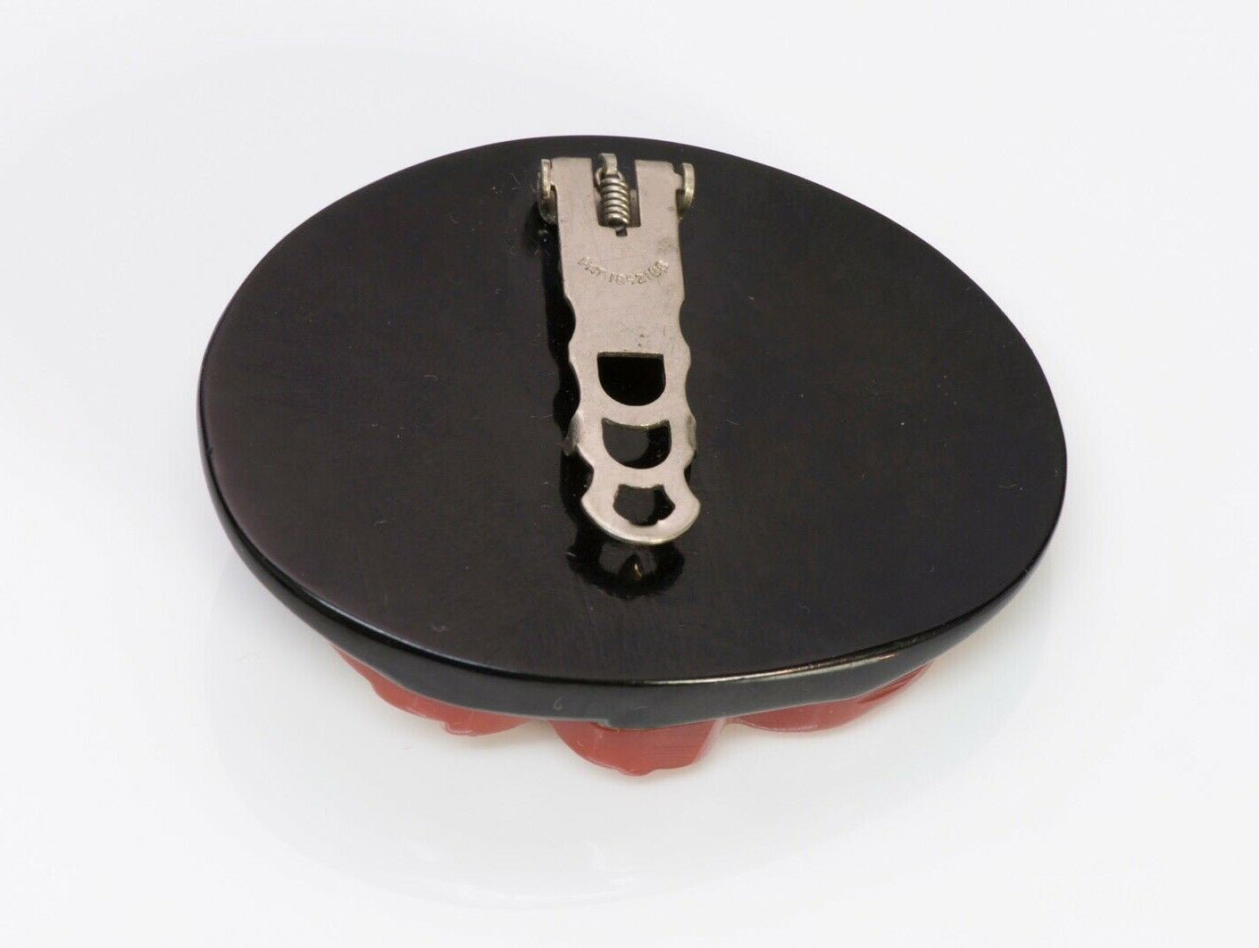 Vintage 1940’s Bakelite Black Resin Peacock Clip Brooch