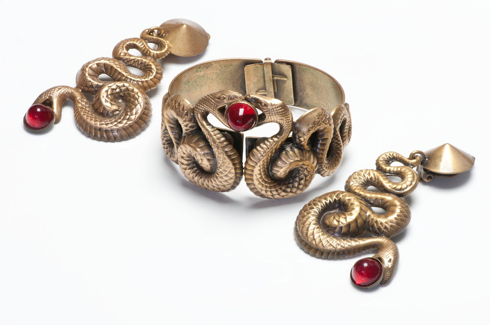 Vintage 1940’s Joseff of Hollywood Cleopatra Snake Earrings Bracelet Set