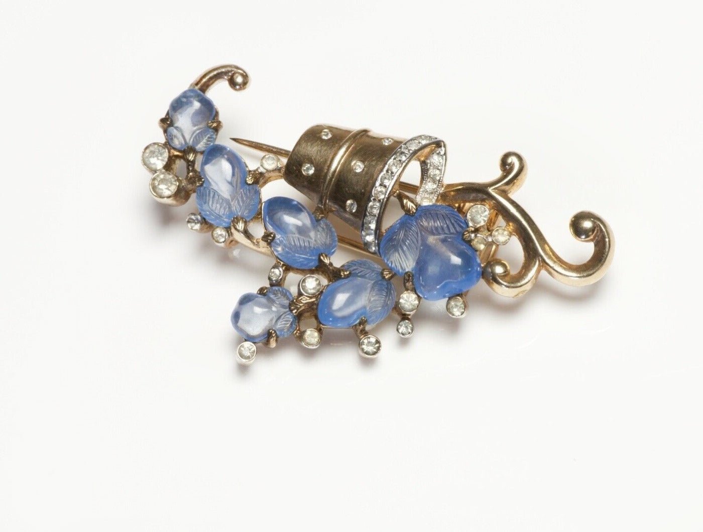 Vintage 1940’s TRIFARI Alfred Philippe Blue Tutti Frutti Crystal Brooch