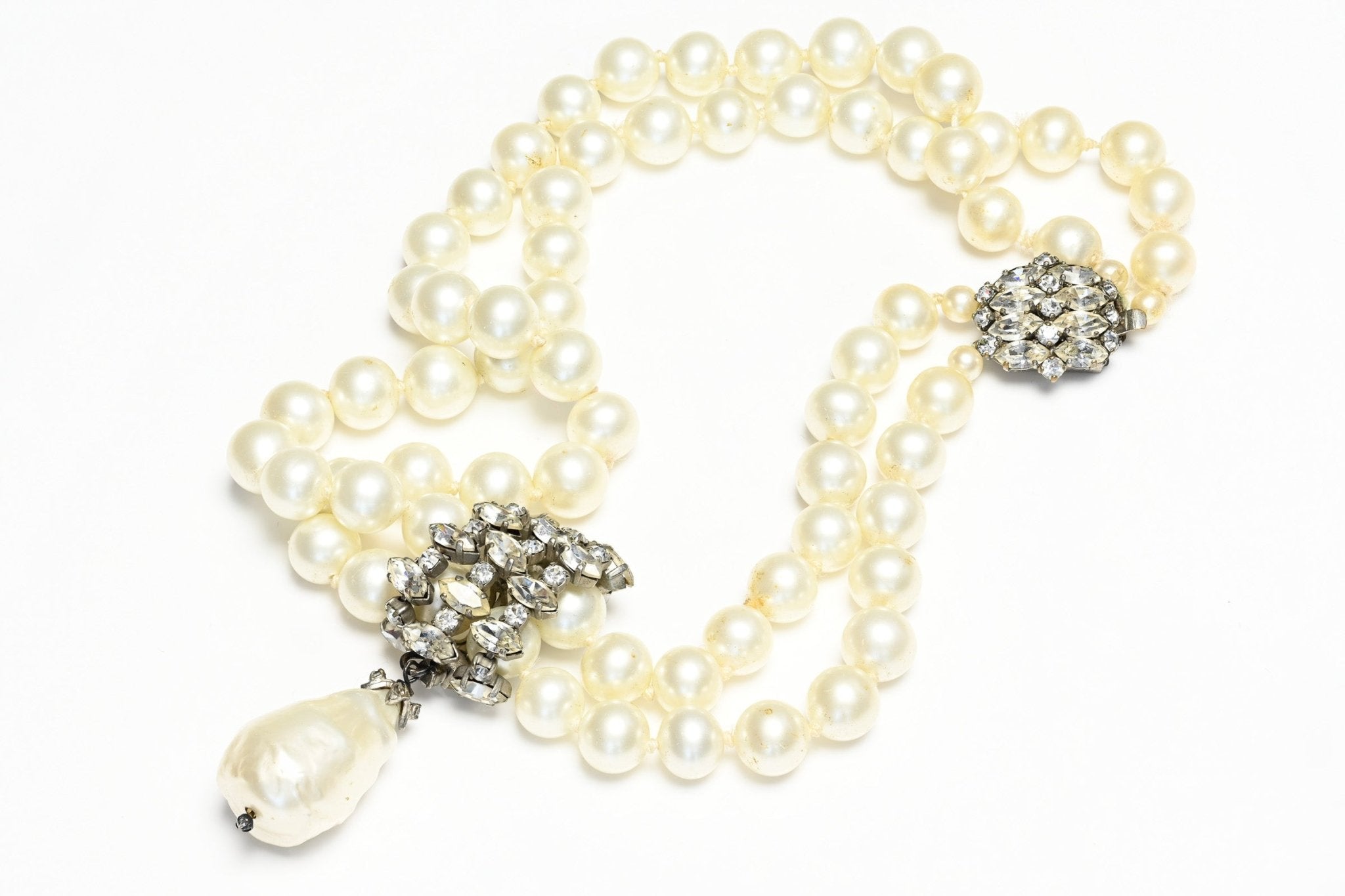 Vintage 1950's Christian Dior Paris Couture Roger Jean-Pierre Pearl Crystal Necklace