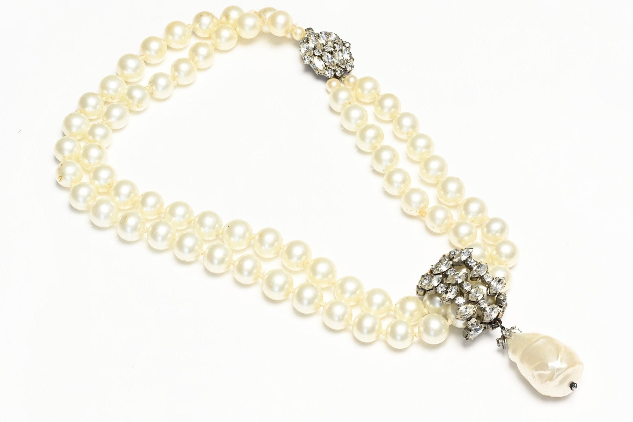 Vintage 1950's Christian Dior Paris Couture Roger Jean-Pierre Pearl Crystal Necklace