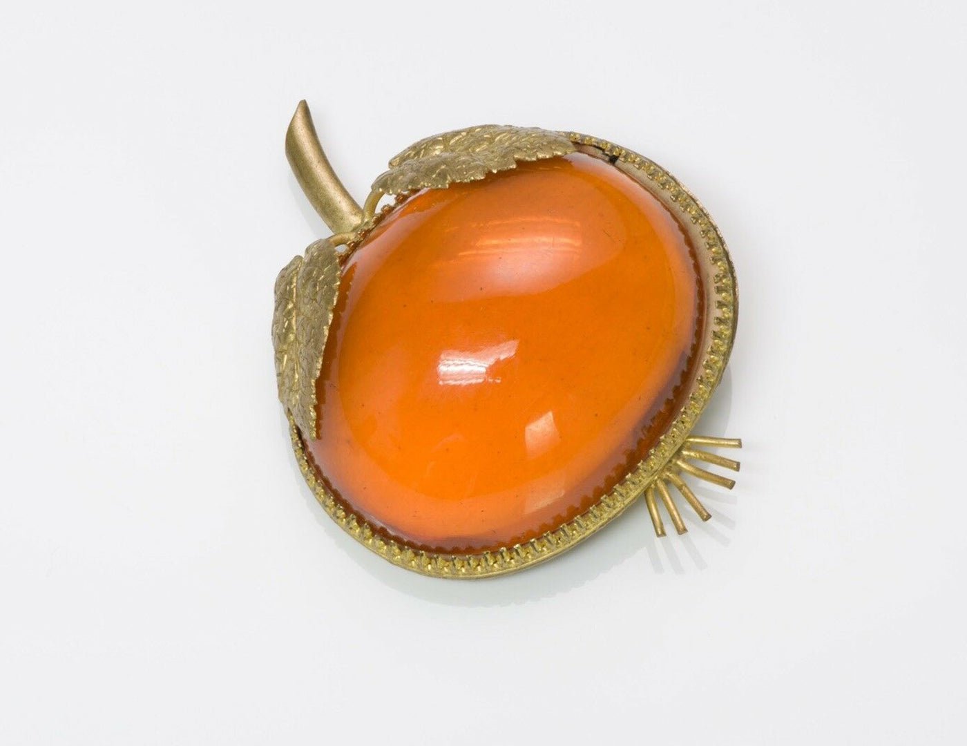 Vintage 1950's Countess Cissy Zoltowska CIS Orange Glass Brooch