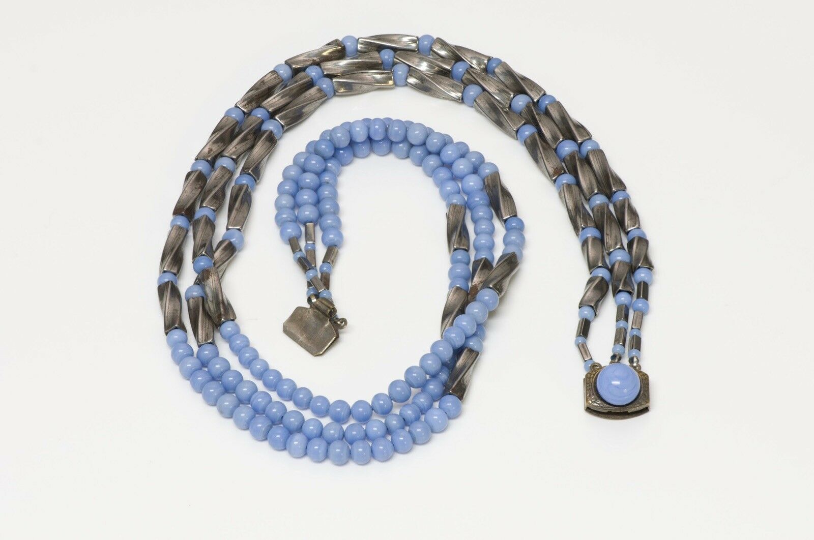 Vintage 1950's Louis Rousselet Blue Glass Beads Necklace