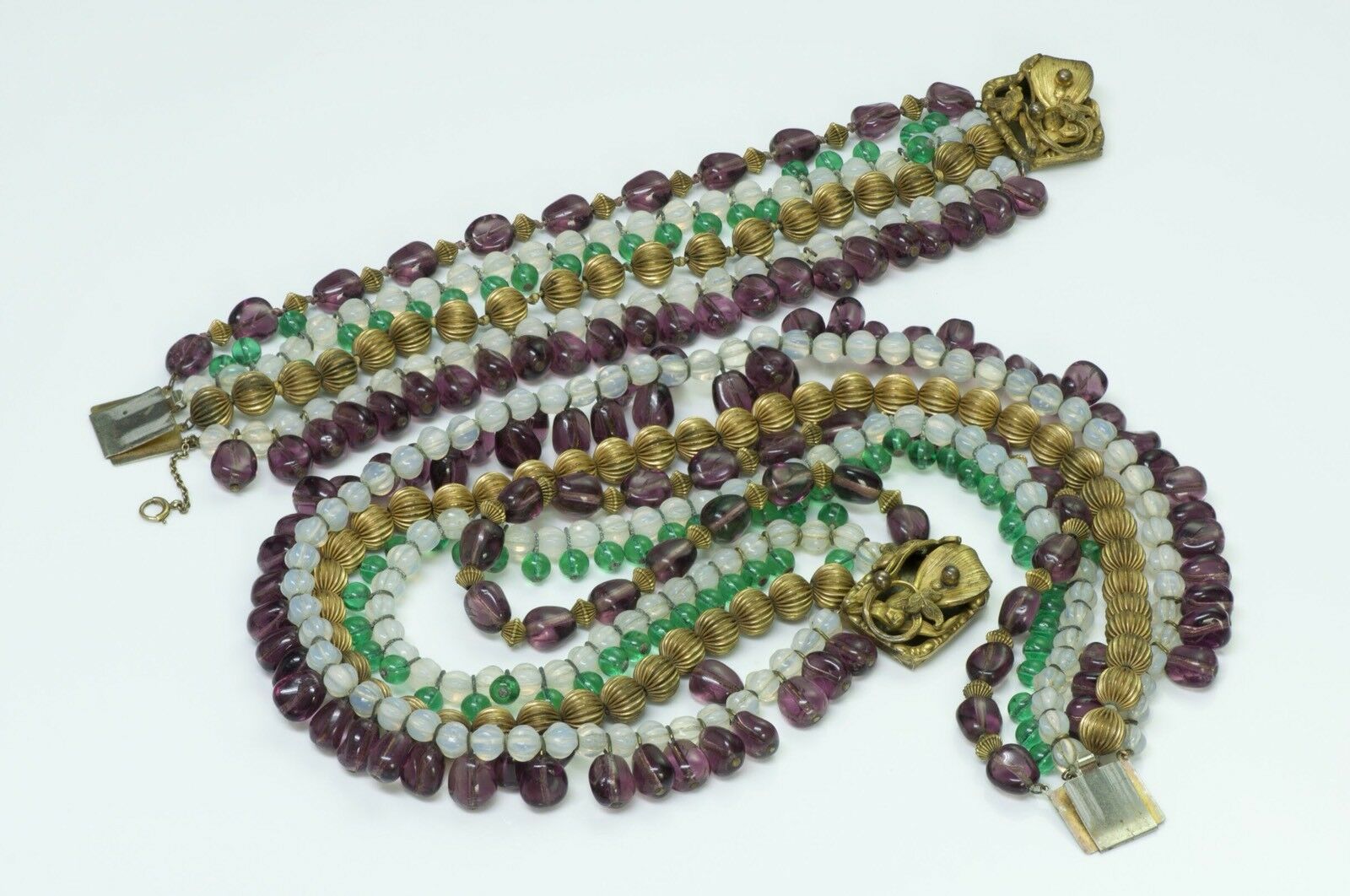 Vintage 1950's Louis Rousselet Paris Glass Necklace Bracelet