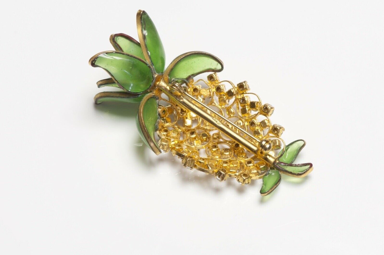 Vintage 1950’s Maison Gripoix Paris Green Poured Glass Pineapple Brooch