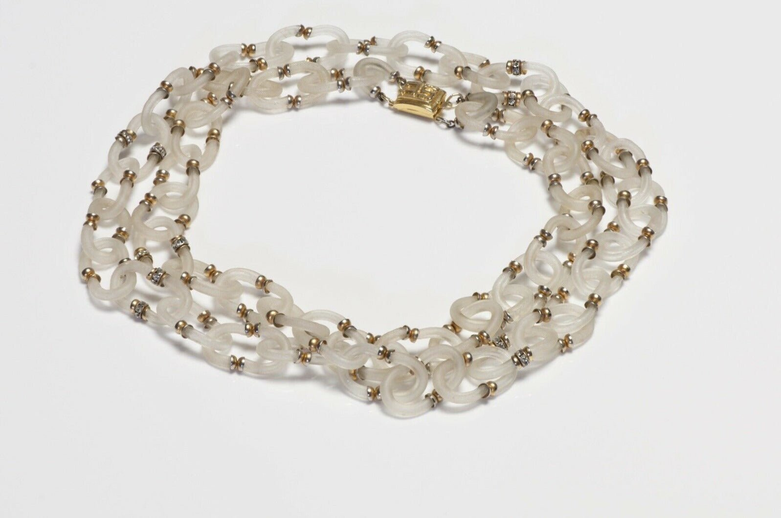 Vintage 1960's Archimede Seguso Glass Crystal Chain Link Necklace