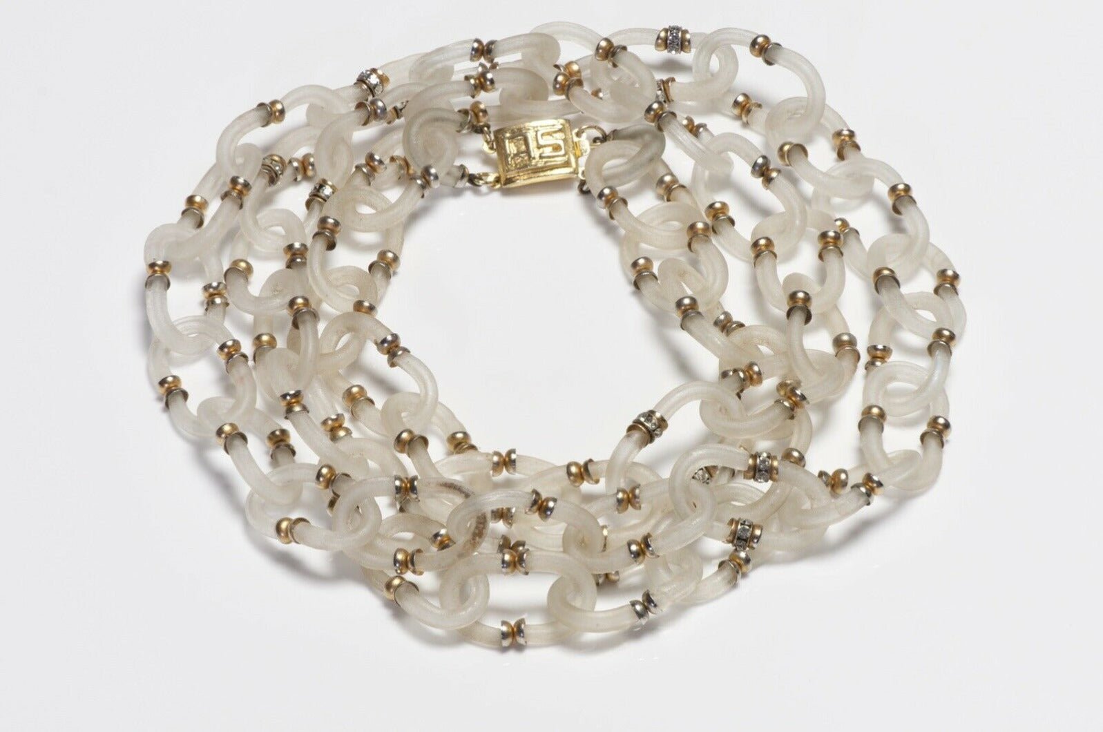 Vintage 1960's Archimede Seguso Glass Crystal Chain Link Necklace