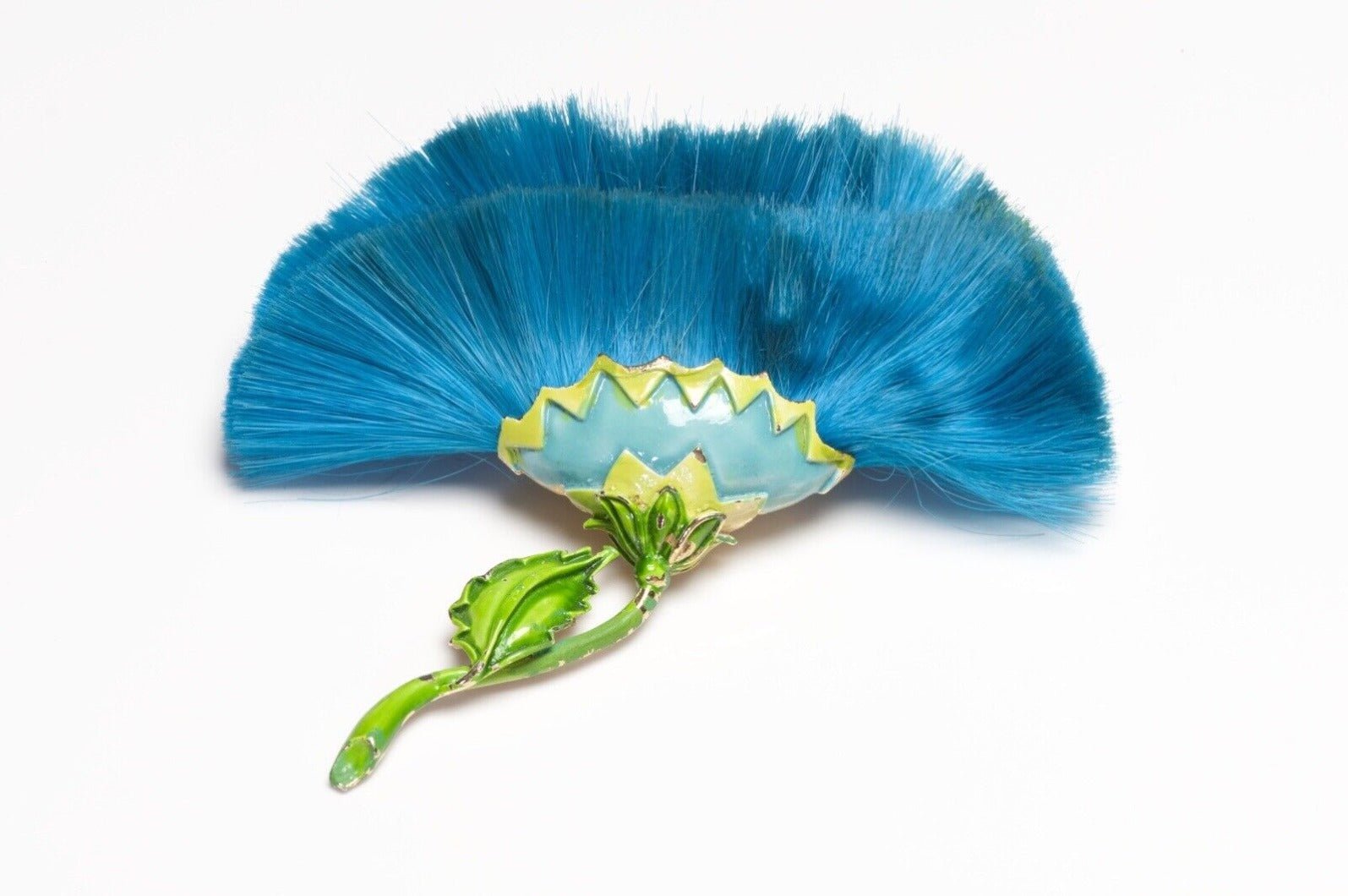 Vintage 1960’s Hattie Carnegie Dynel Blue Yellow Enamel Flower Brooch