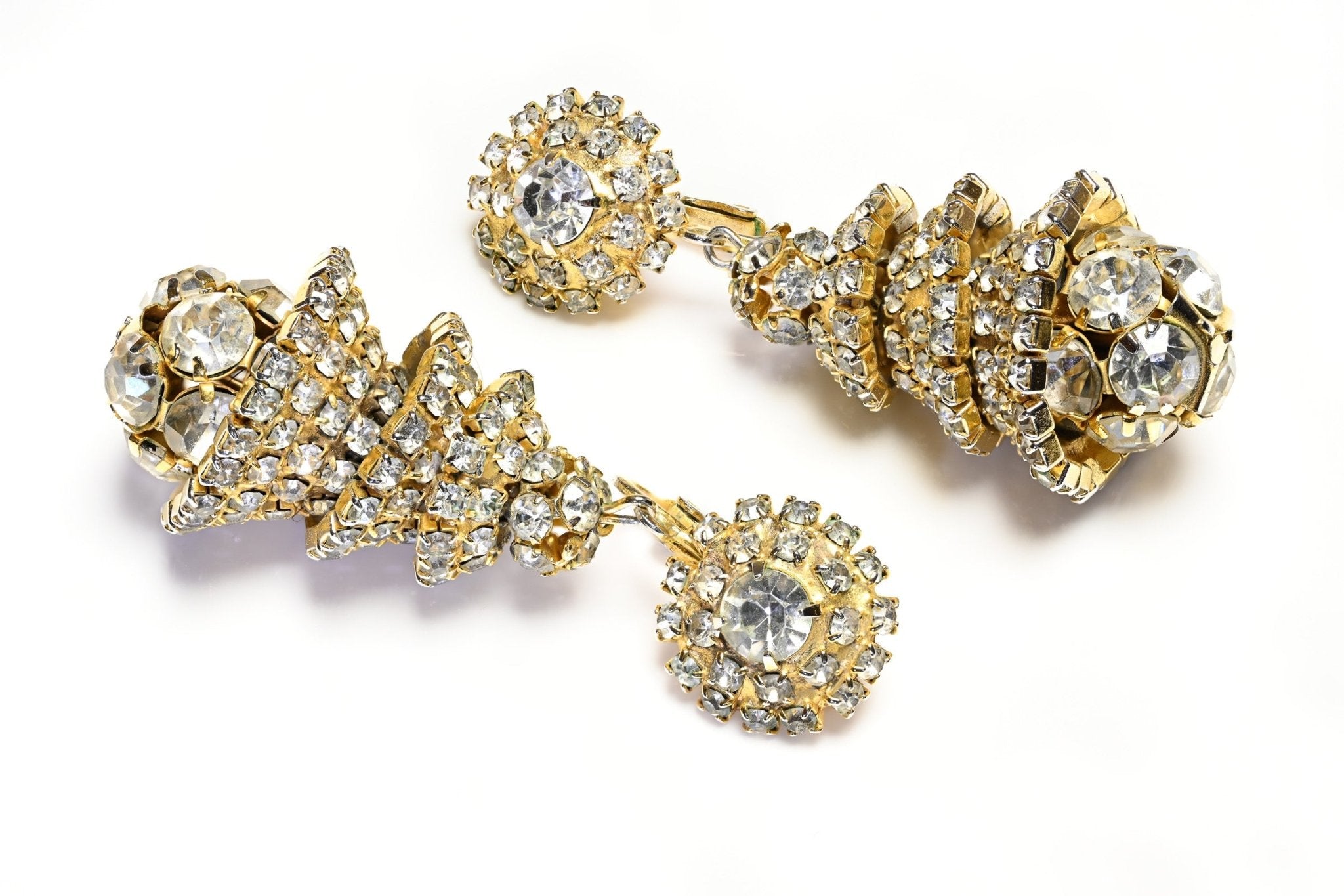 Vintage 1960's Hattie Carnegie Long Crystal Chadelier Earrings