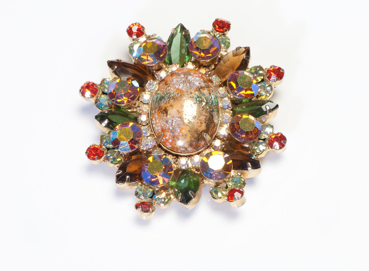 Vintage 1960's Juliana Easter Egg Multicolor Crystal Pendant Brooch
