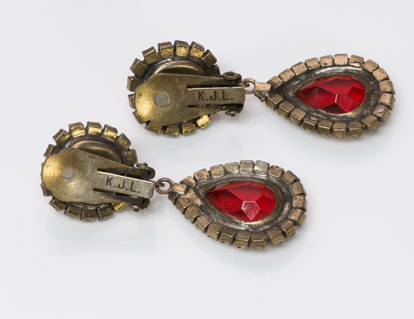 Vintage 1960's Kenneth Jay Lane KJL Red Crystal Earrings