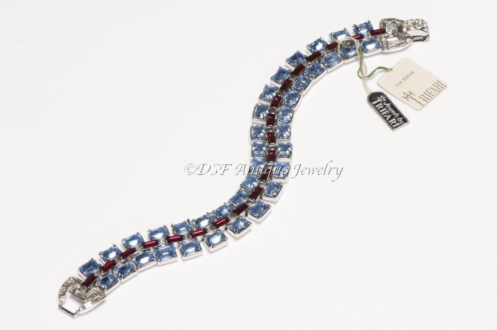 Vintage 1960’s Trifari Alfred Philippe Blue Red Crystal Bracelet