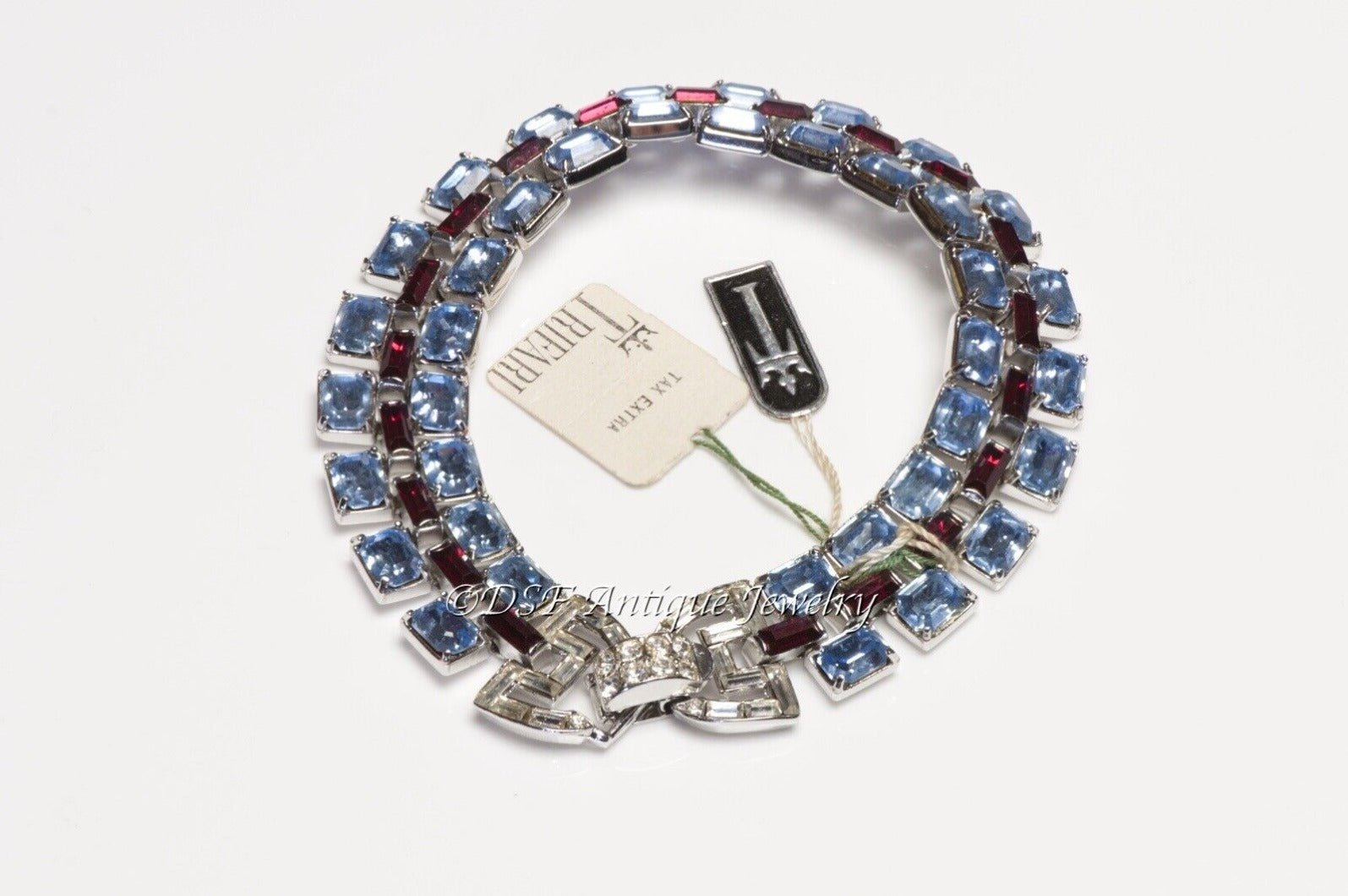 Vintage 1960’s Trifari Alfred Philippe Blue Red Crystal Bracelet