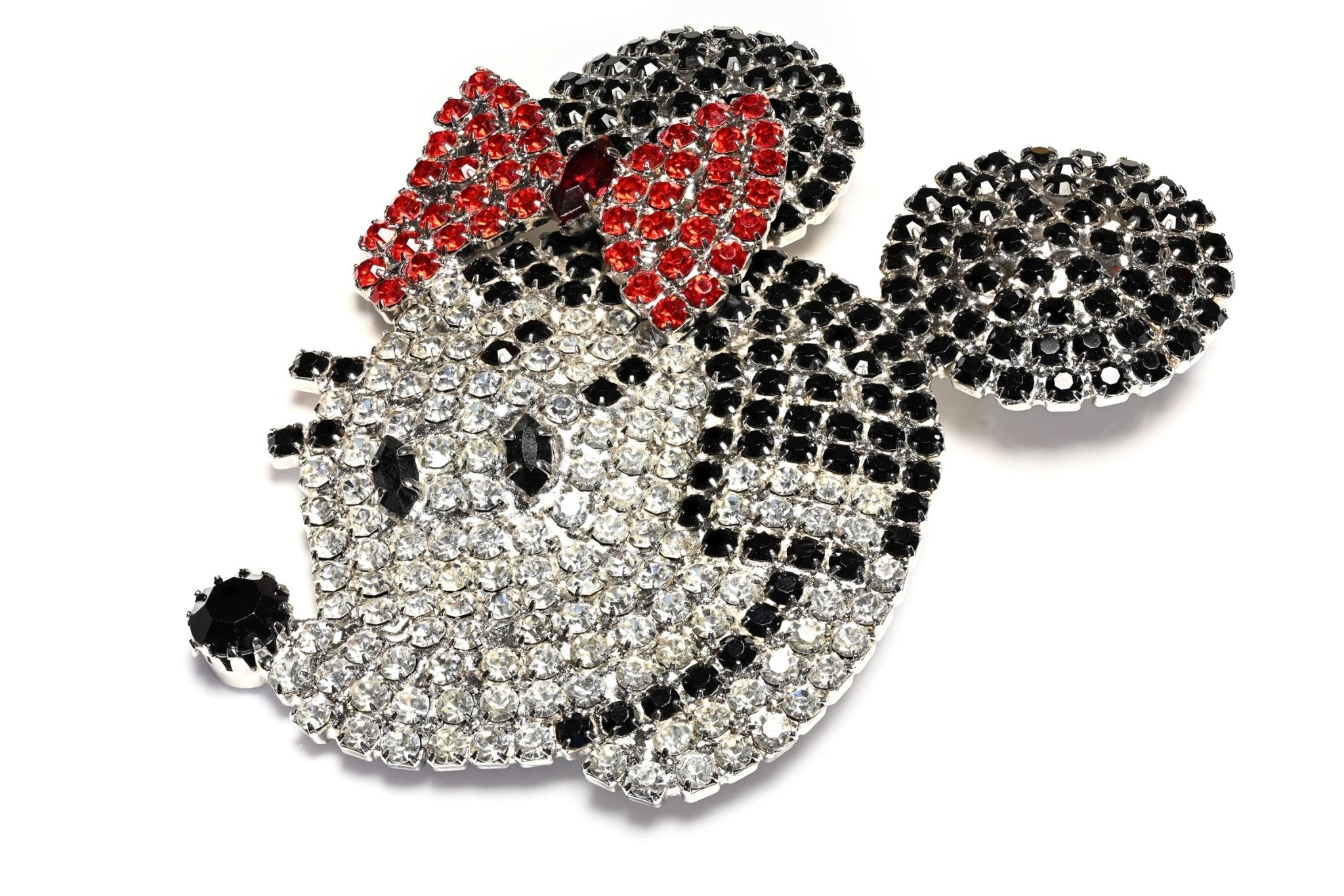 Vintage 1980's Butler & Wilson Large Minnie Mouse Red Black Crystal Brooch
