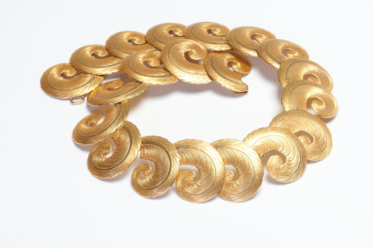 Vintage 1980’s Dominique Aurientis Gold Plated Feather Pattern Collar Necklace